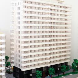 Arkitektur modell av LEGO över Skanskas Kv. Domherren